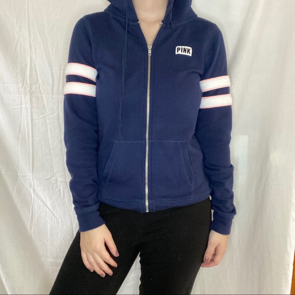 PINK Victoria’s Secret Navy Blue Zip Up Jacket - Picture 1 of 7